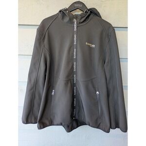 Bebe Sport Jacket Womens 3X Gray Hooded Softshell Fleece Lined Full Zip Athletic